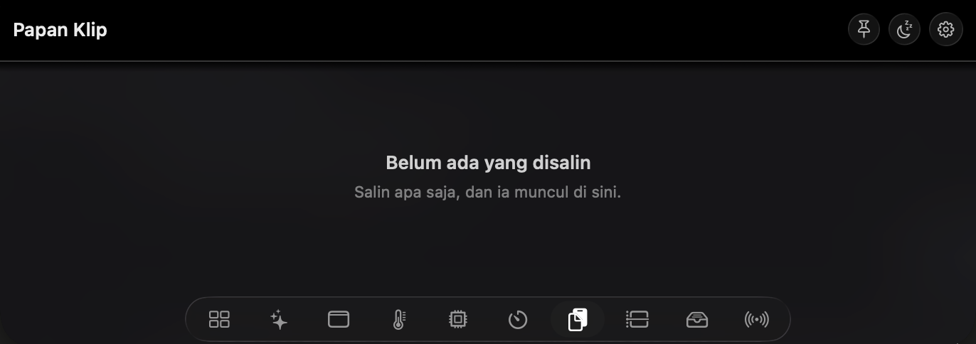 Modul Papan Klip dalam keadaan bawaan: belum ada yang disalin